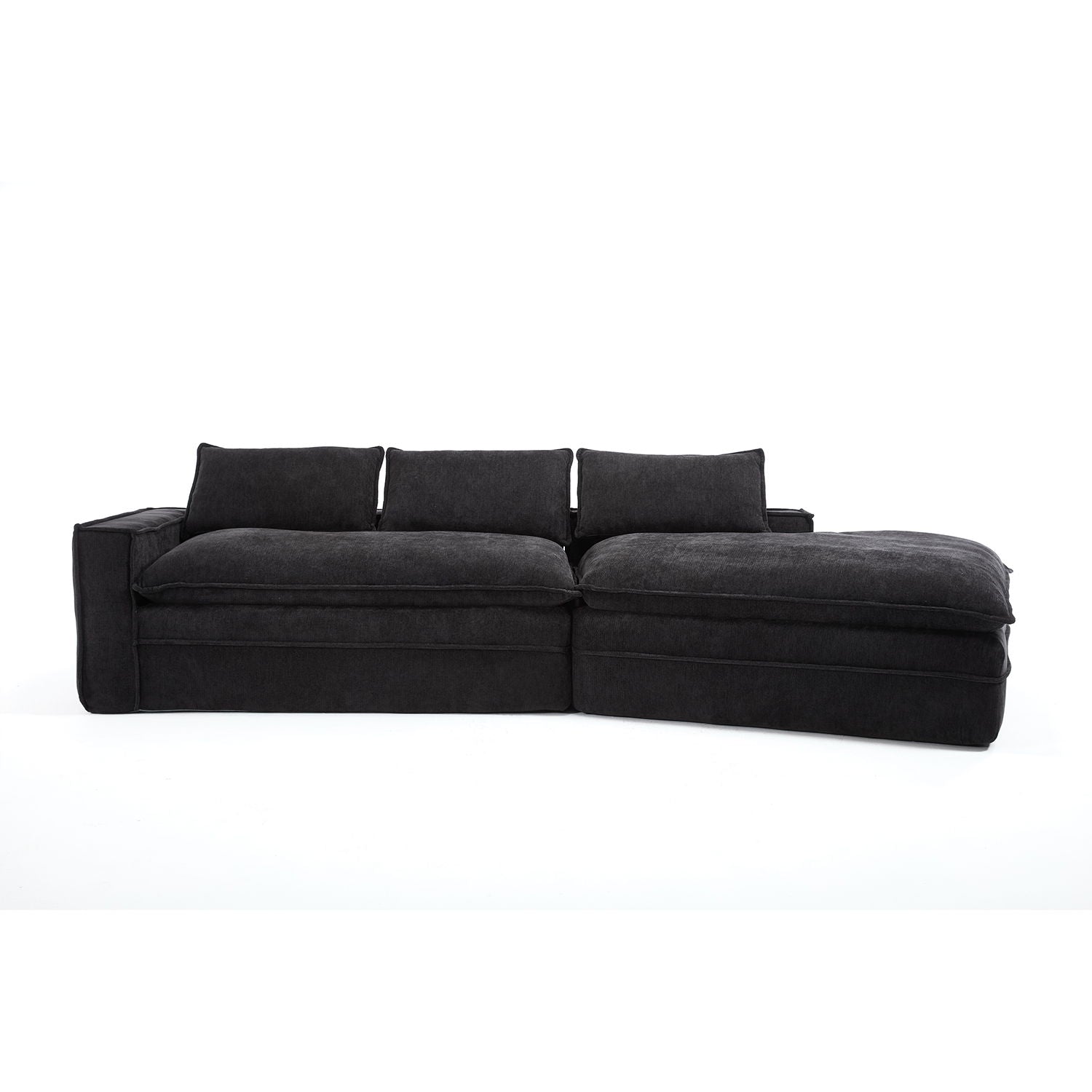 Modern Minimalist Modular Sectional Sofa With Deep Seats And Right Facing Chaise Home Essentials