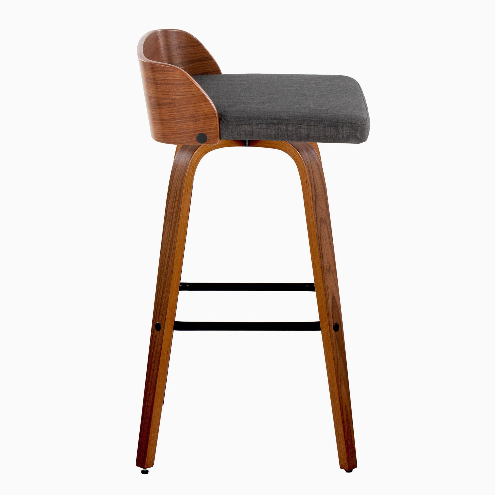 Maya - Mid Century Modern Fixed Height Barstool With Swivel And Square Footrest (Set of 2) Lumi Source