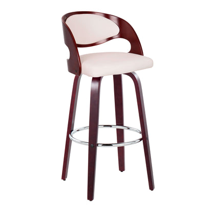 Pino - Mid Century Modern Fixed Height Barstool With Swivel & Round Footrest (Set of 2) Lumi Source