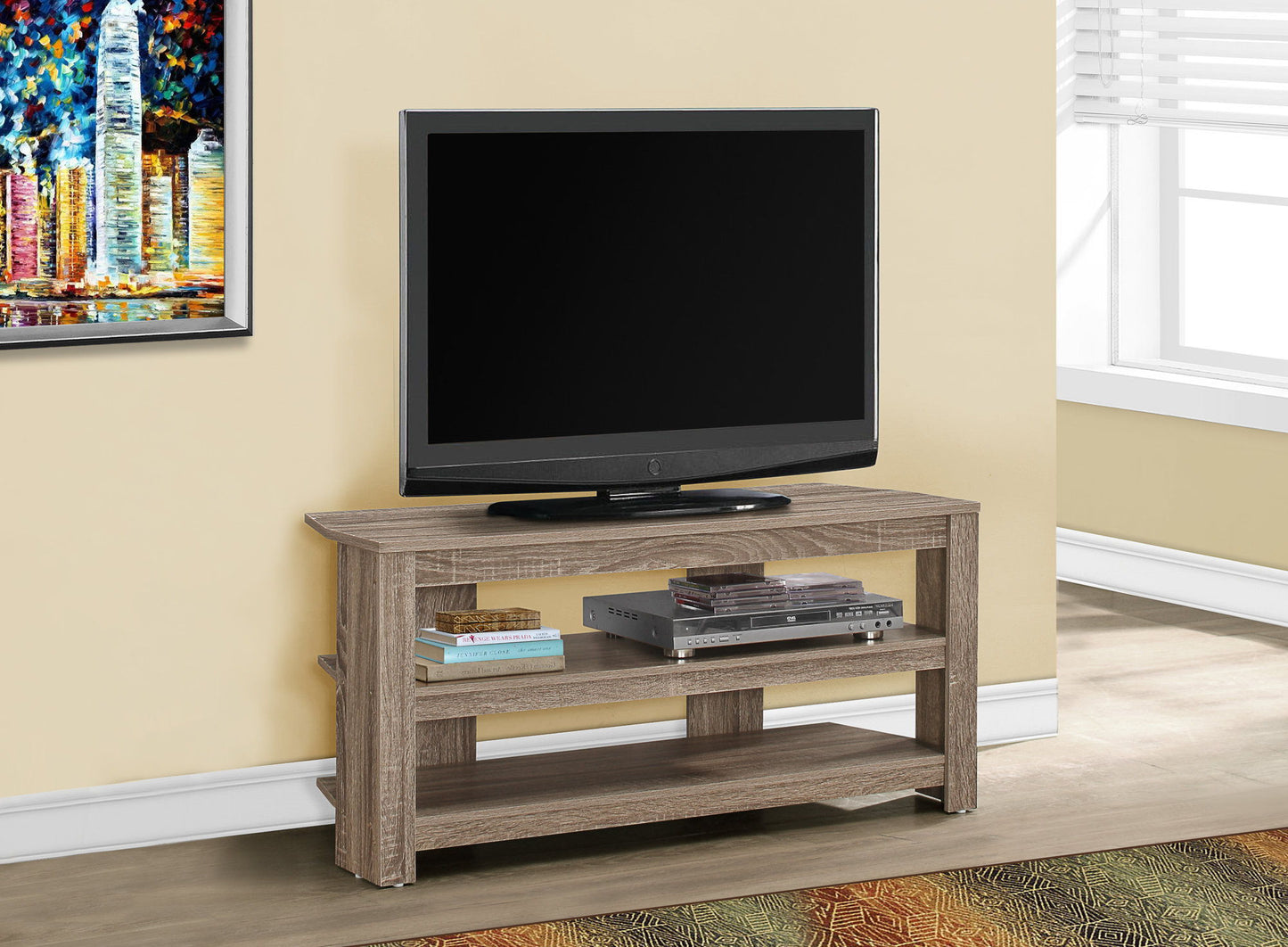 TV Stand, Console, Media Entertainment Center, 3 Storage Shelves 8th Street