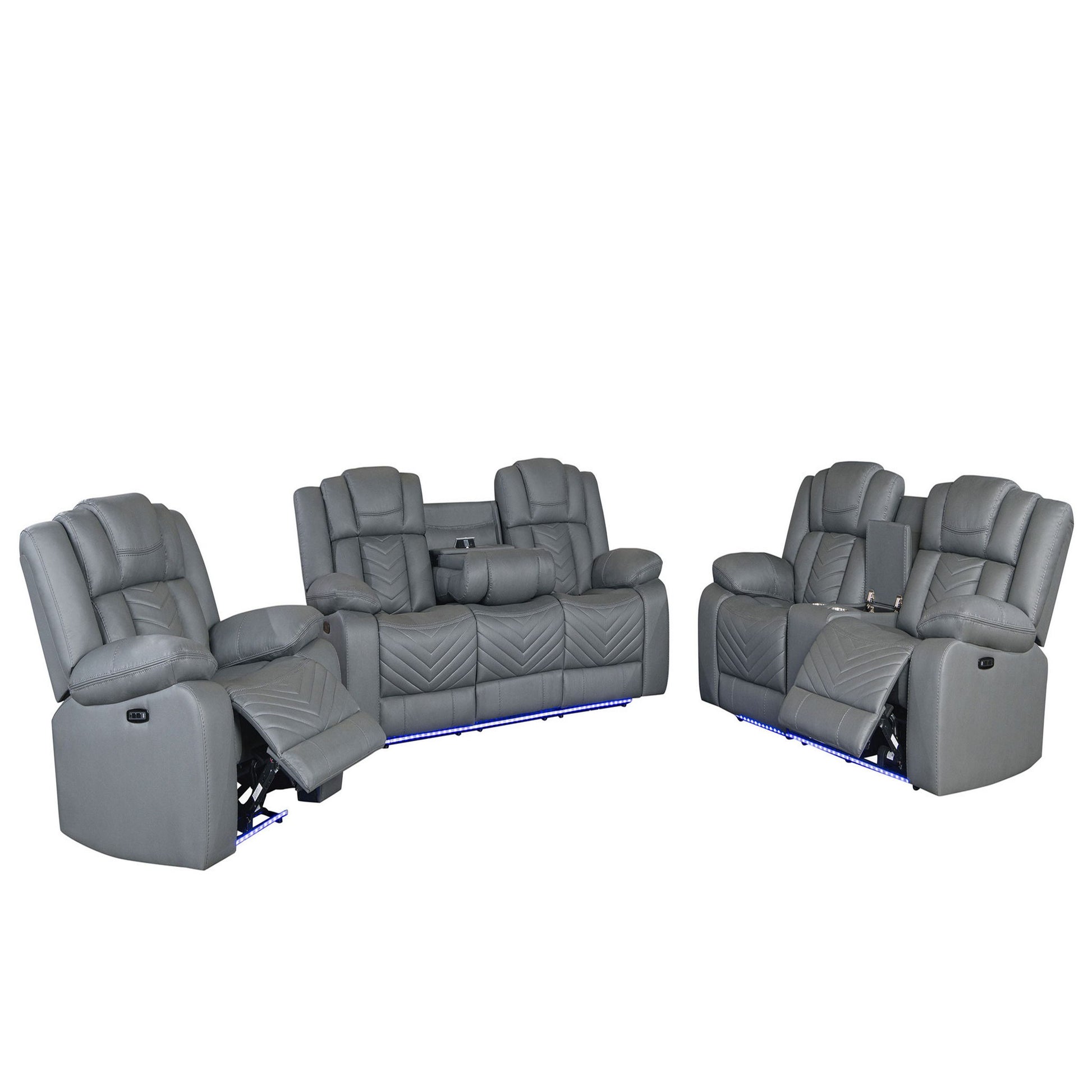 Raize - Power Living Room Set With Storage Console And Cup Holders Global Furniture USA