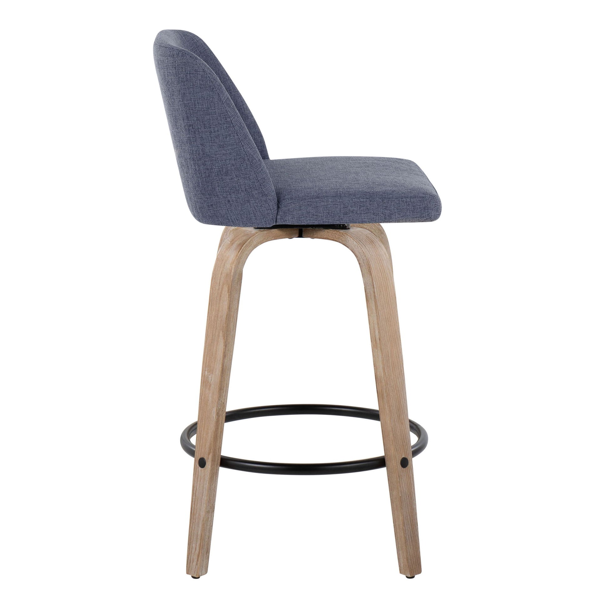 Toriano - Contemporary Fixed-Height Counter Stool & Swivel With Round Footrest (Set of 2) Lumi Source