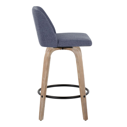 Toriano - Contemporary Fixed-Height Counter Stool & Swivel With Round Footrest (Set of 2) Lumi Source