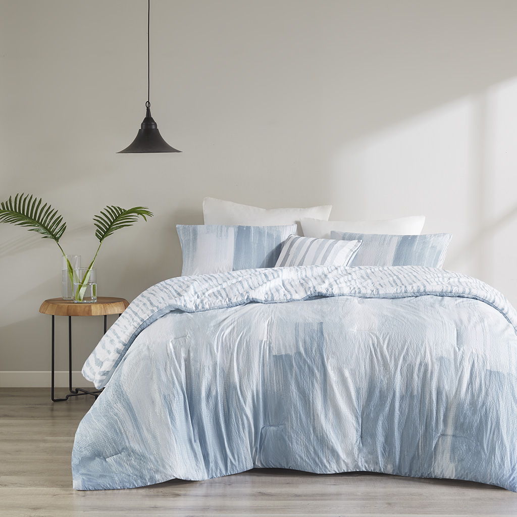 Brush Stroke - King 4 Piece Oversized Reversible Comforter Set - Blue N Natori