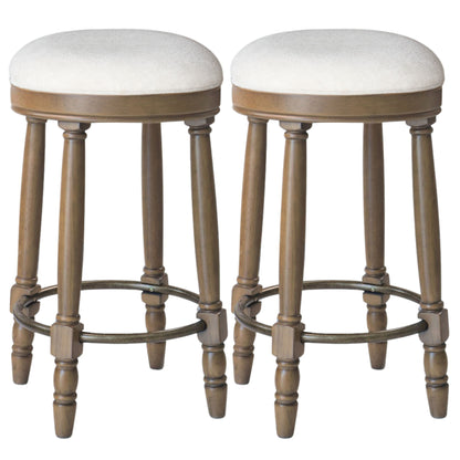 360° Swivel Wooden Barstools With Upholstered Seat, Counter Height (Set of 2) Home Essentials