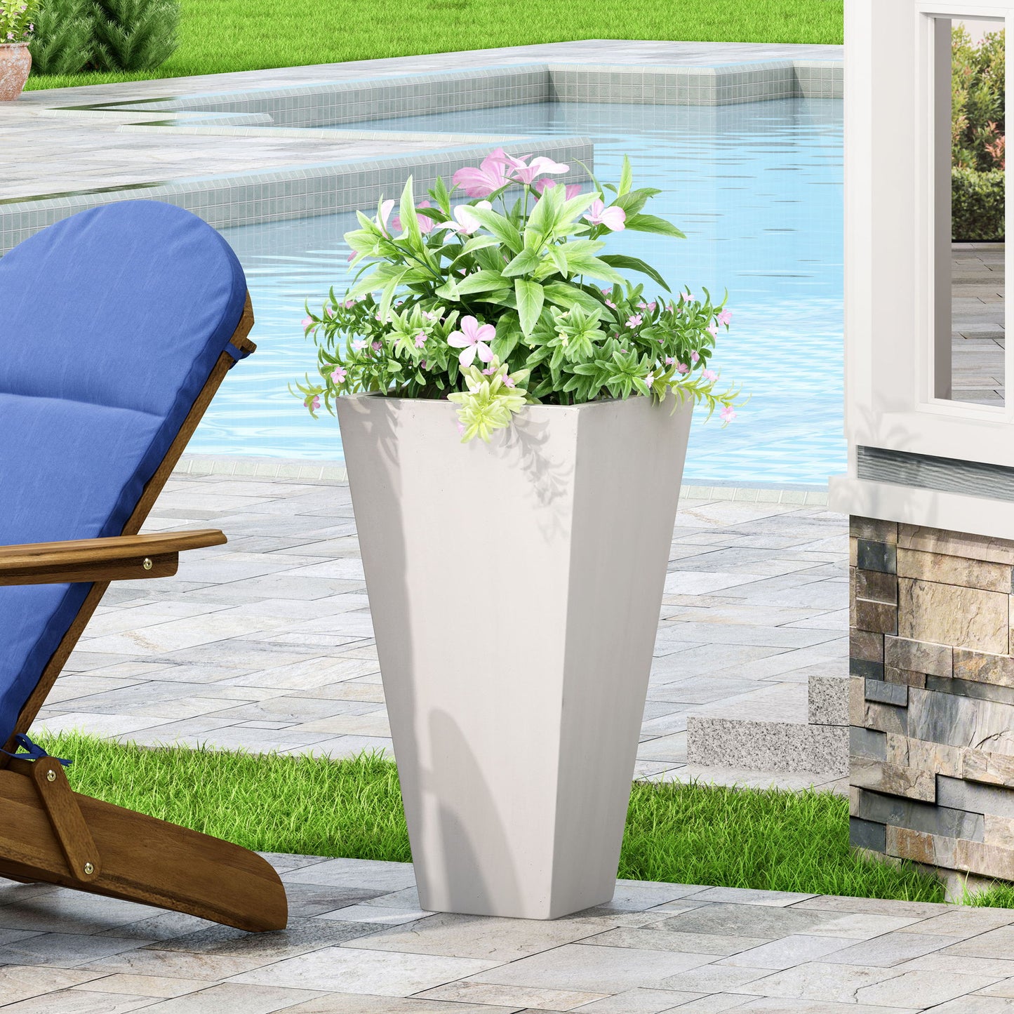 Outdoor Modern Cast Stone Planter Noble House