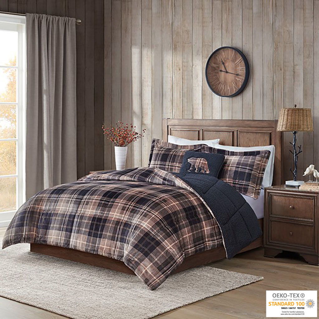 Alton - King Down Alternative Comforter Set - Brown / Black