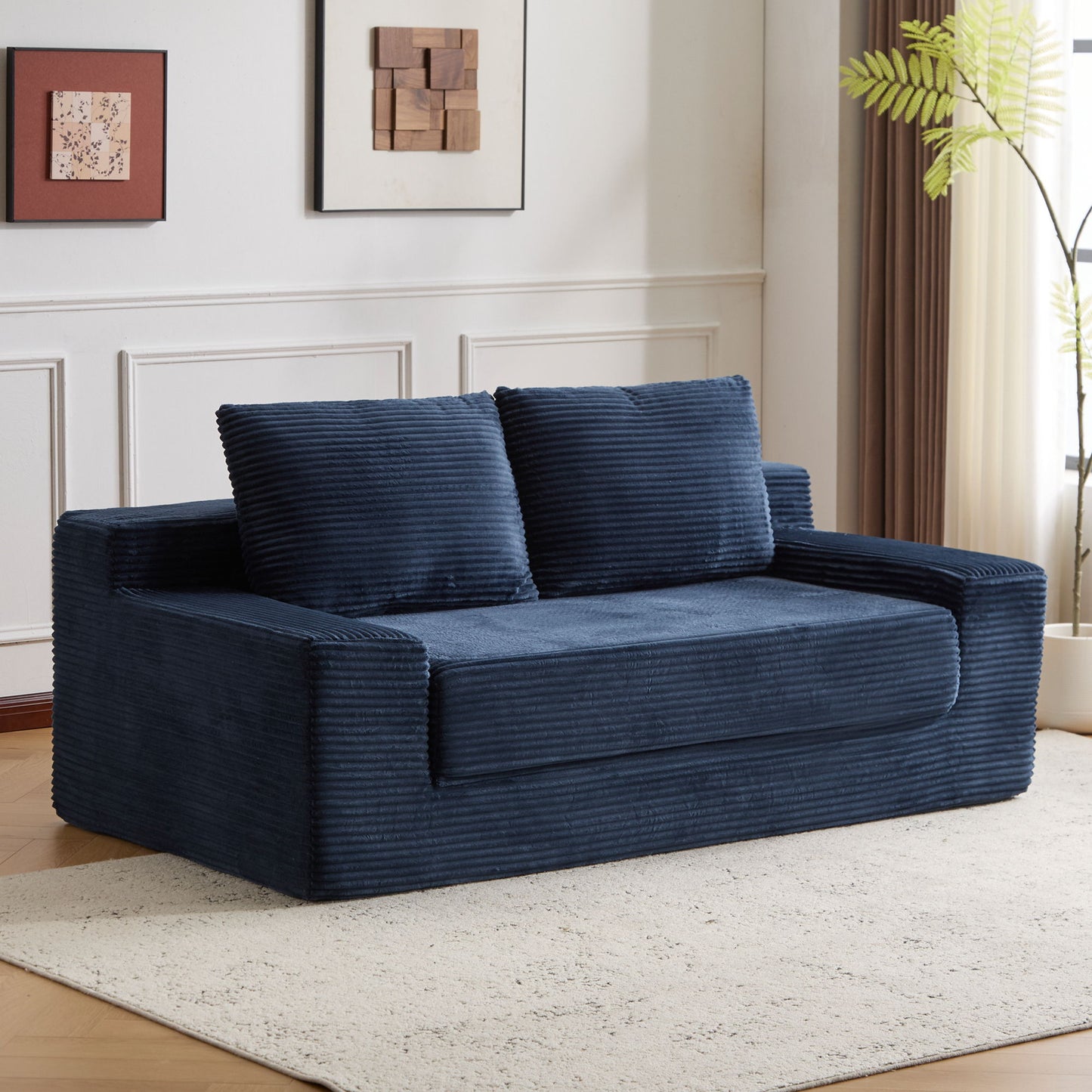 Comfortable Deep Seat Loveseat Sofa Bed, Reversible Cushion With Pillows Home Essentials