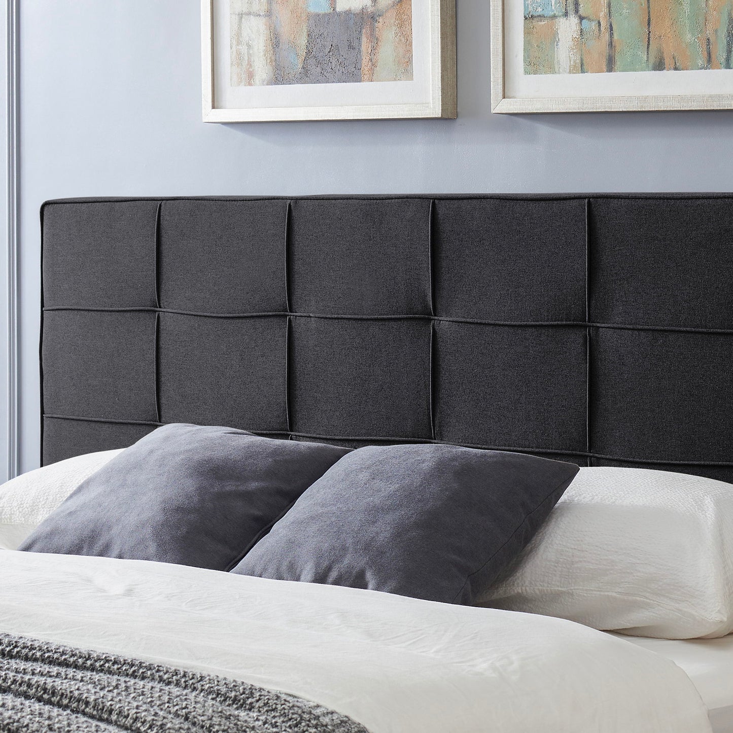 Marakesh - Contemporary Fabric Upholstered King / California King Headboard - Black Noble House