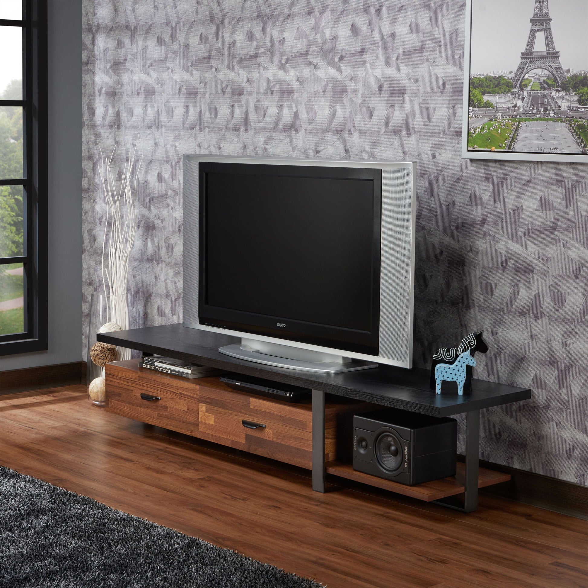 Elling - TV Stand - Walnut / Black Acme