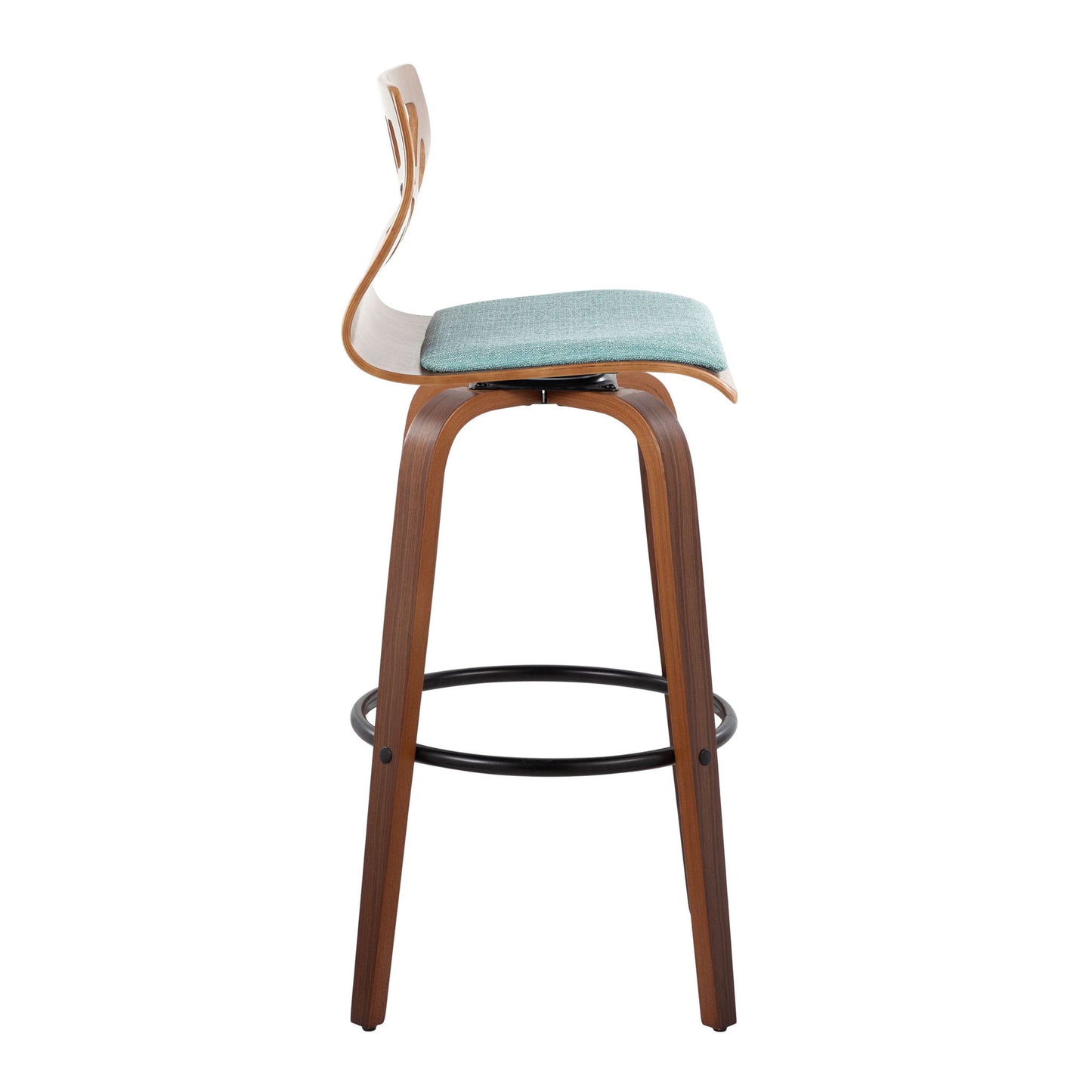 Folia - Mid Century Modern Fixed Height Barstool With Swivel With Round Footrest (Set of 2) Lumi Source