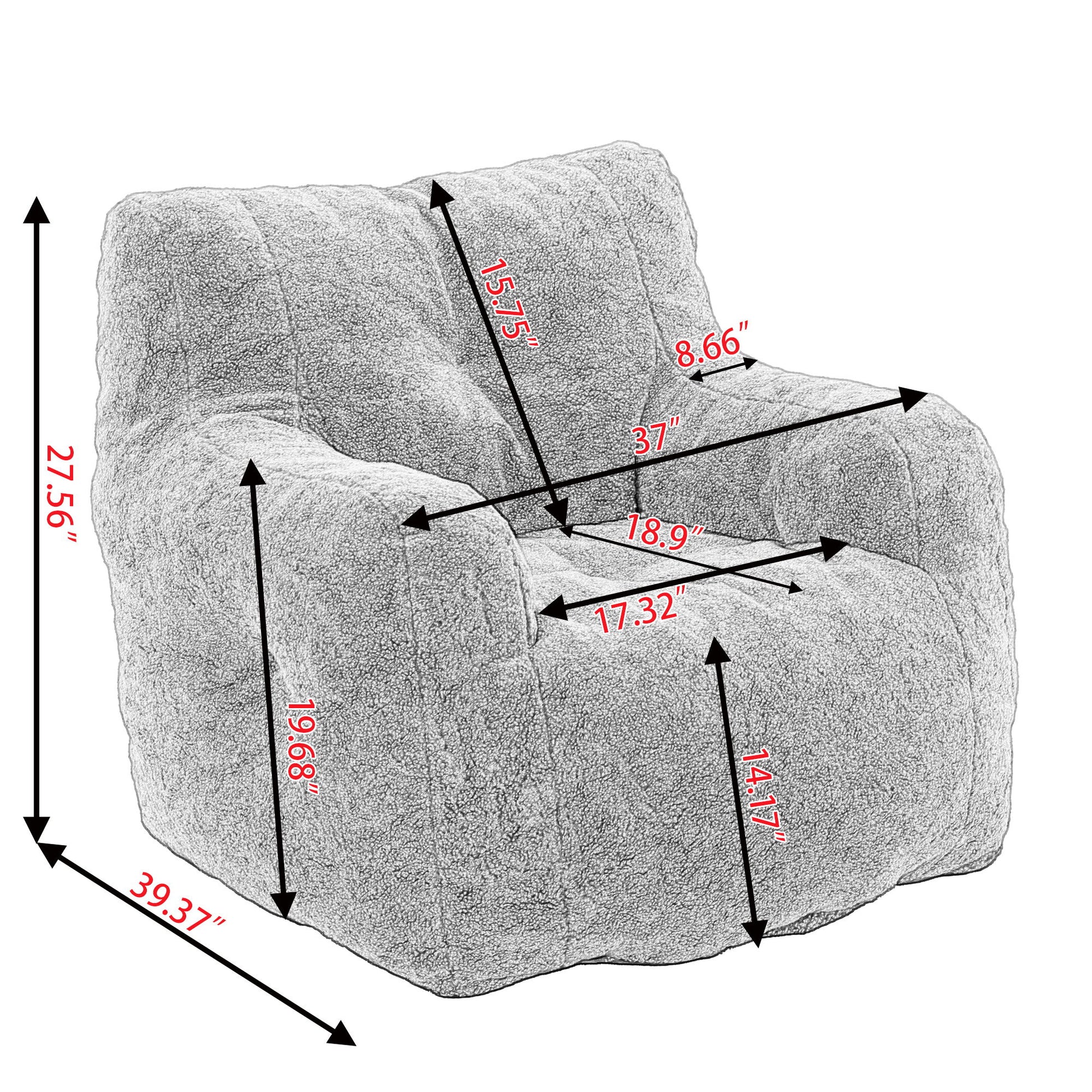 Soft Teddy Fabric Tufted Foam Bean Bag Chair With Teddy Fabric Home Essentials