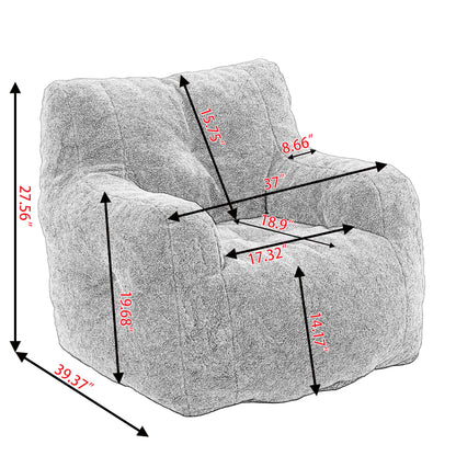 Soft Teddy Fabric Tufted Foam Bean Bag Chair With Teddy Fabric Home Essentials
