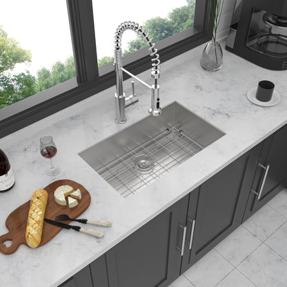 Modern Undermount Stainless Steel Kitchen Sink 16 Gauge, Deep Single Bowl Daily Nest
