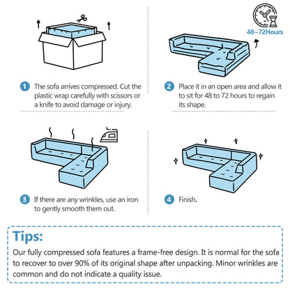 Modern Chaise Lounge Sofa Boneless Couch With Supportive Pillows Hearth and Haven