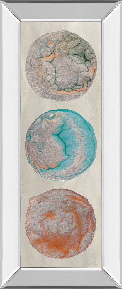 Planet Trio Il By Alicia Ludwig - Mirror Framed Print Wall Art - Blue