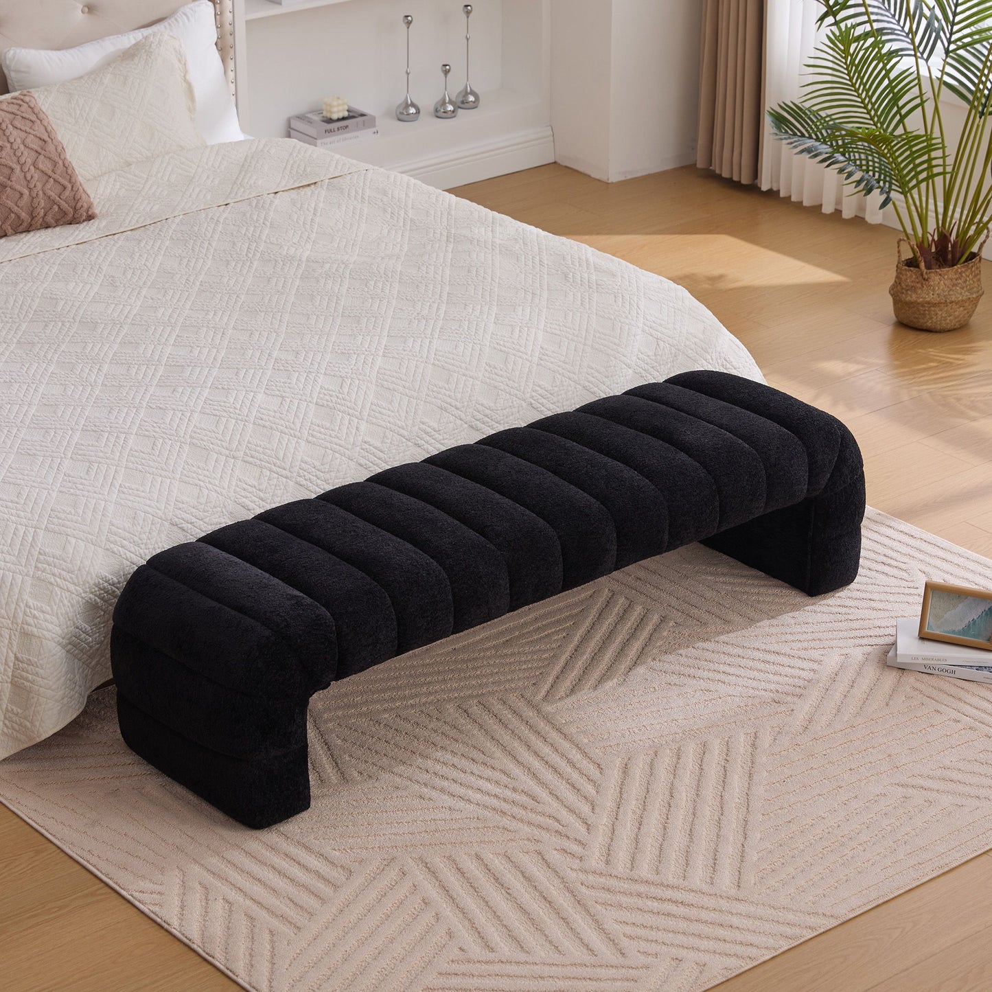 Modern Upholstered Armless Bed Bench With Channel Tufted Design - Snoozhouse