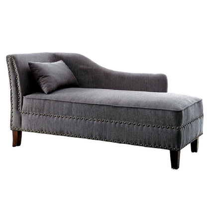 Chaise With Nailhead Trim And Plush Pillow Home Essentials