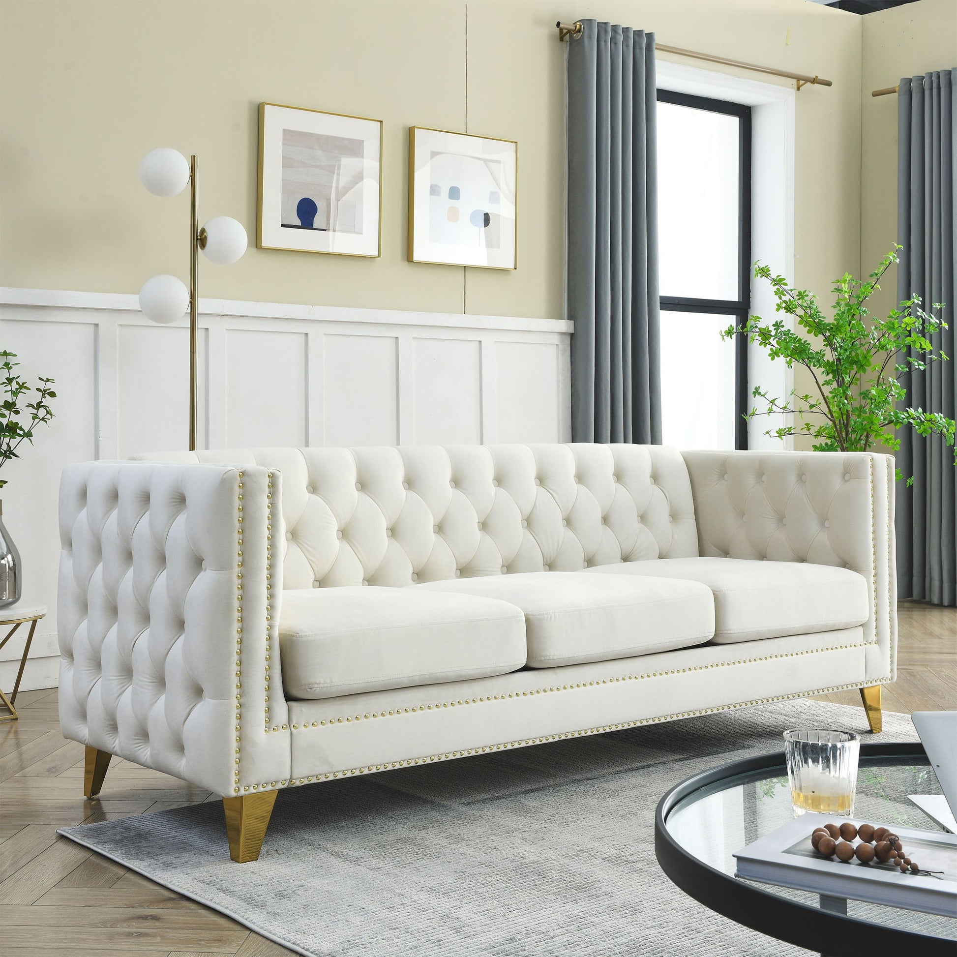 Modern Sofa With Button Tufting, Upholstered Couch For Living Room Home Essentials