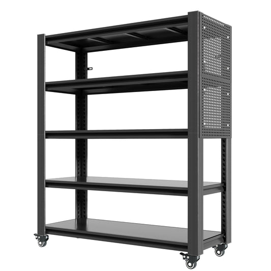 Heavy Duty Adjustable Metal Shelving Unit With Pegboard And Wheels For Multipurpose Storage Daily Nest