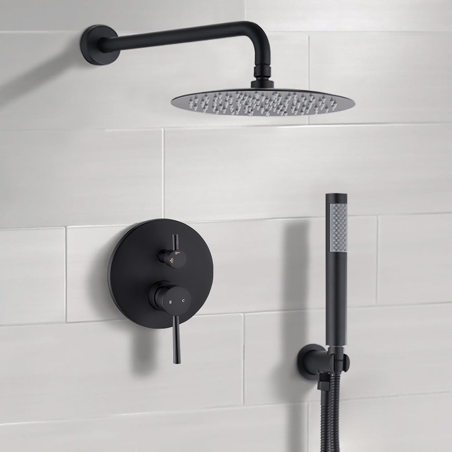 Elegant 10" Round Rain Shower Head And Handheld Set With Adjustable Tilt And Dual Modes Daily Nest