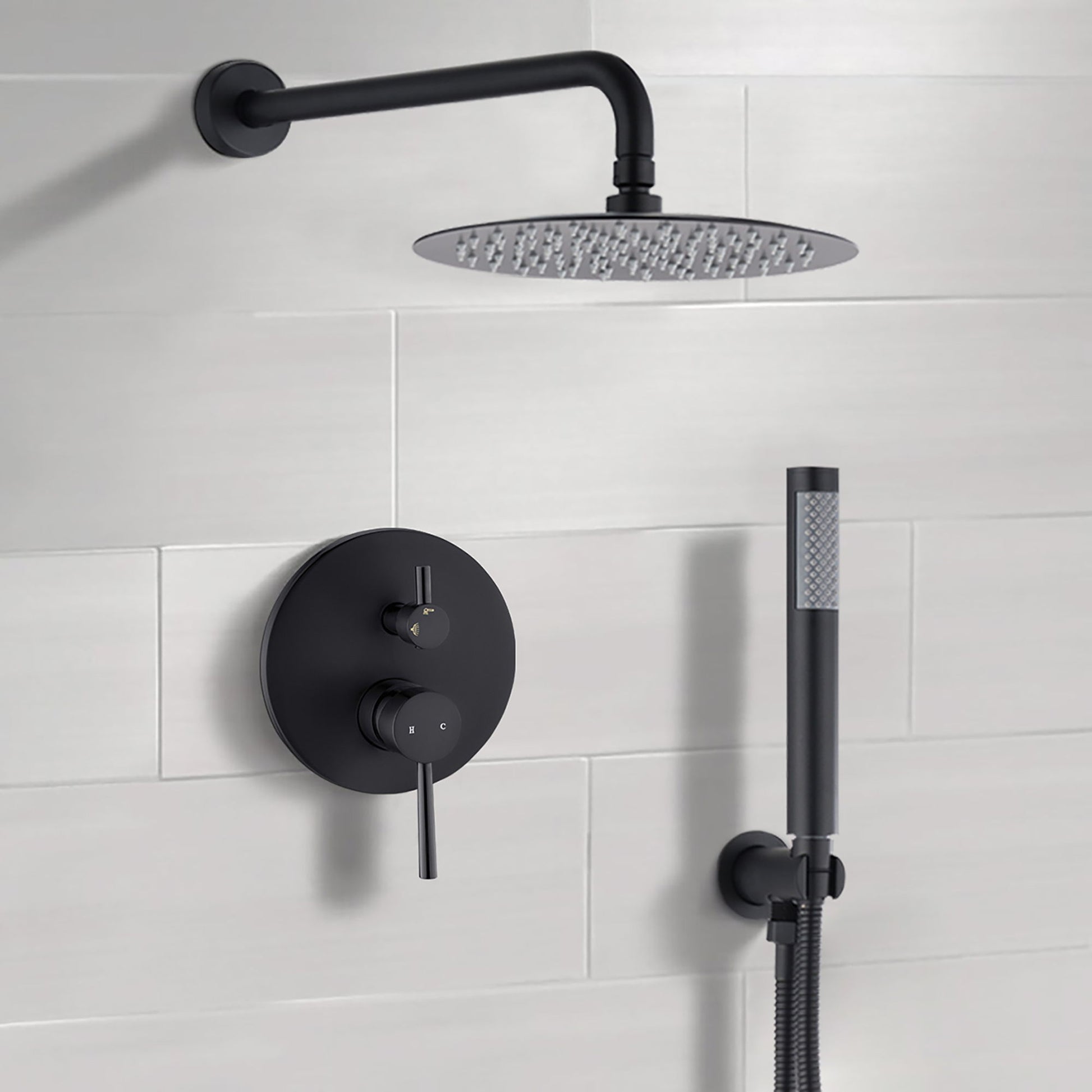Elegant 10" Round Rain Shower Head And Handheld Set With Adjustable Tilt And Dual Modes Daily Nest