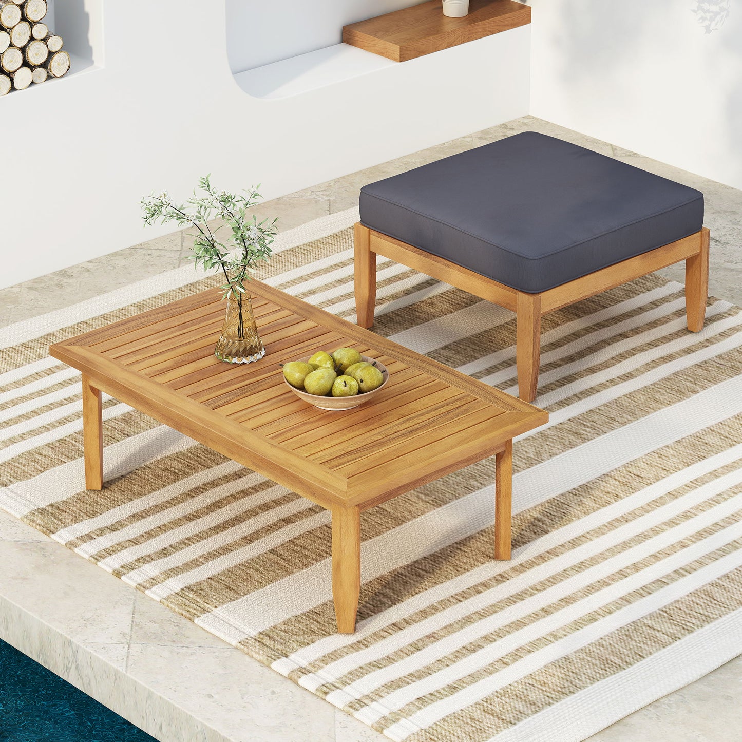 Urbanek - Acacia Wood Outdoor Conversation Set - Teak Noble House