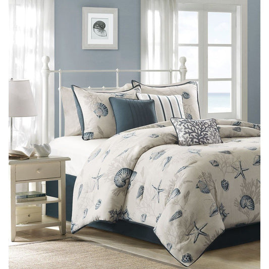 Bayside - King Piece Comforter (Set of 7) - Blue Madison Park