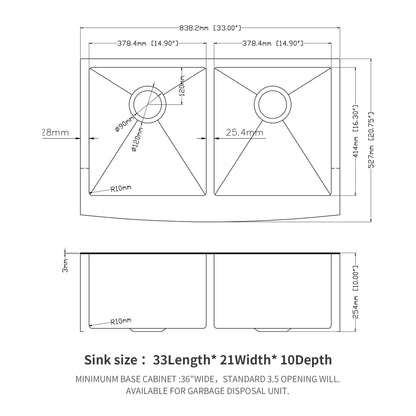 Double Bowl Farmhouse Sink / Stainless Steel Apron Front Daily Nest