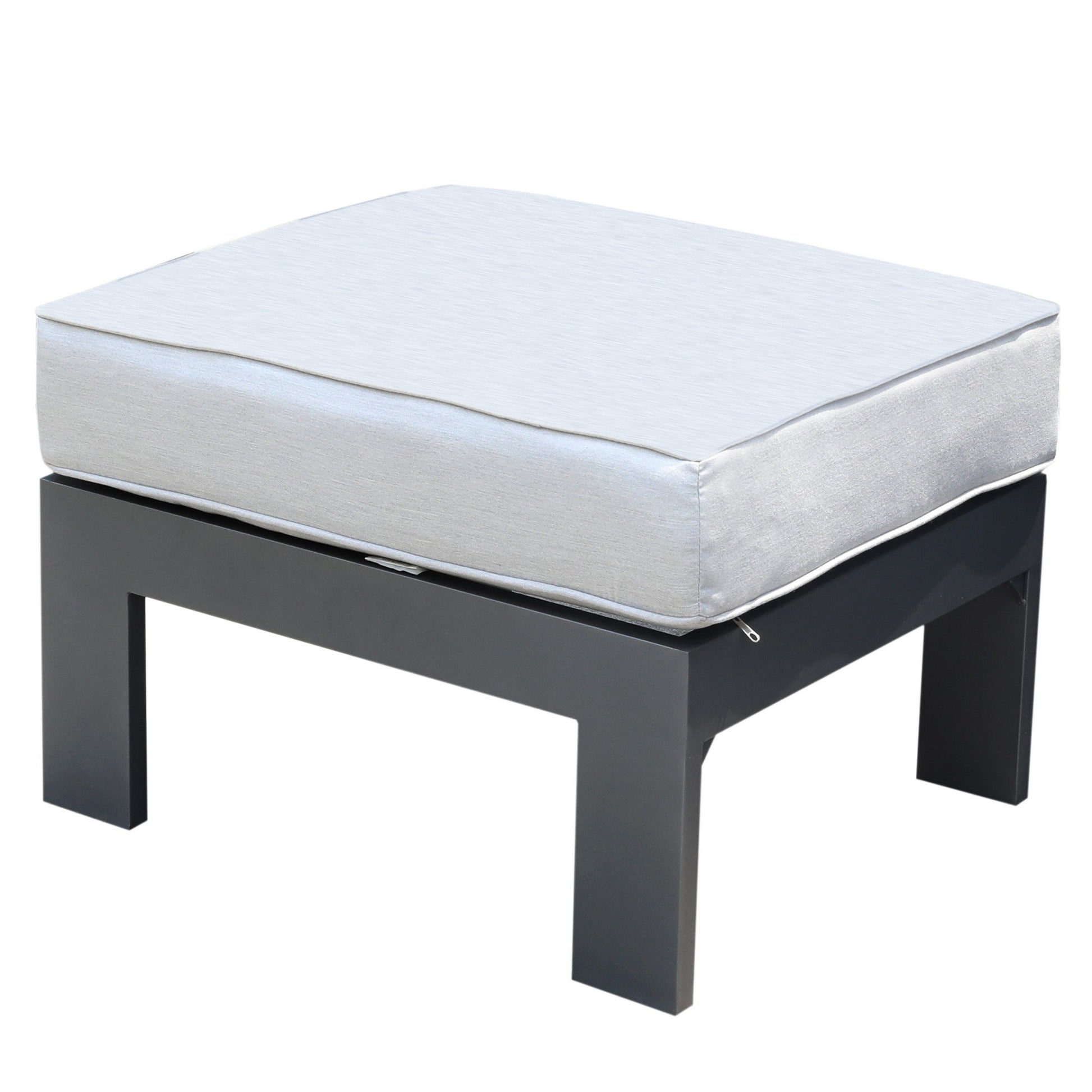 Patio Indoor Outdoor Aluminum Ottoman Footstool With Cushion Home Essentials