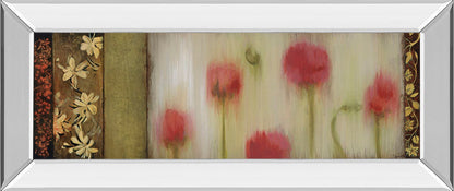 Rain Flower Il By Dysart - Mirror Framed Print Wall Art - Red