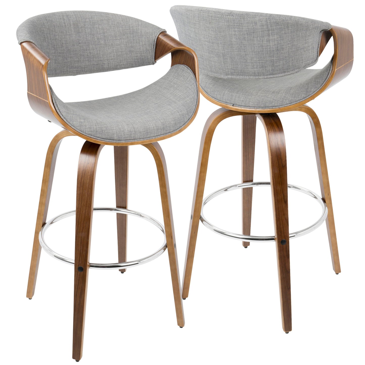 Curvini Mid - Century Modern Fixed Height Barstool With Swivel (Set of 2) Lumi Source