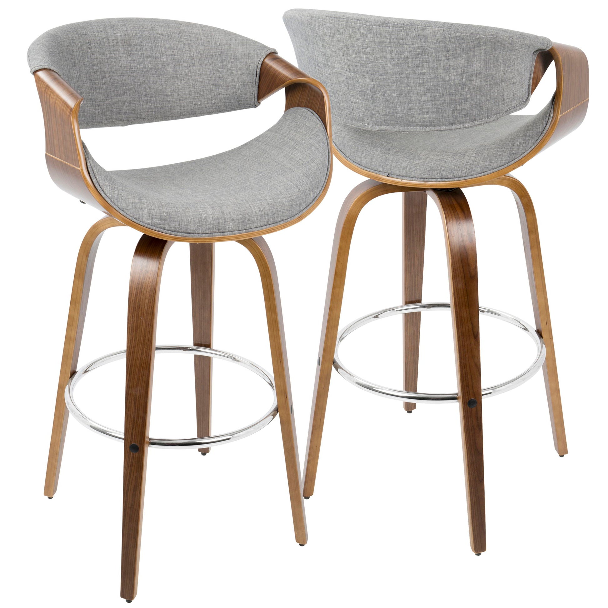 Curvini Mid - Century Modern Fixed Height Barstool With Swivel (Set of 2) Lumi Source