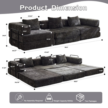 Convertible Floor Sofa Bed, Boneless Modular Sectional Sofa For Living Room Home Essentials