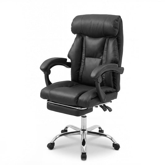 Executive Office Chair With Foot Rest, Adjustable Height - Black Home Essentials