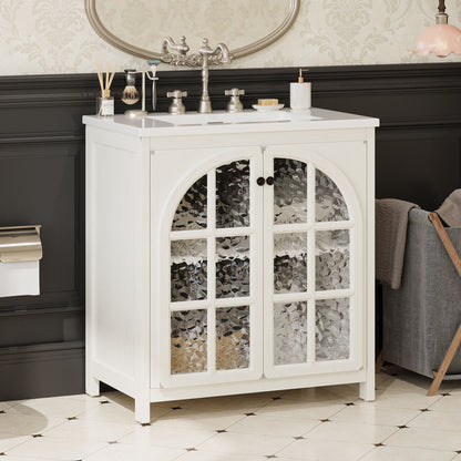 Vintage Farmhouse Bathroom Vanity With Ceramic Sink Noble House