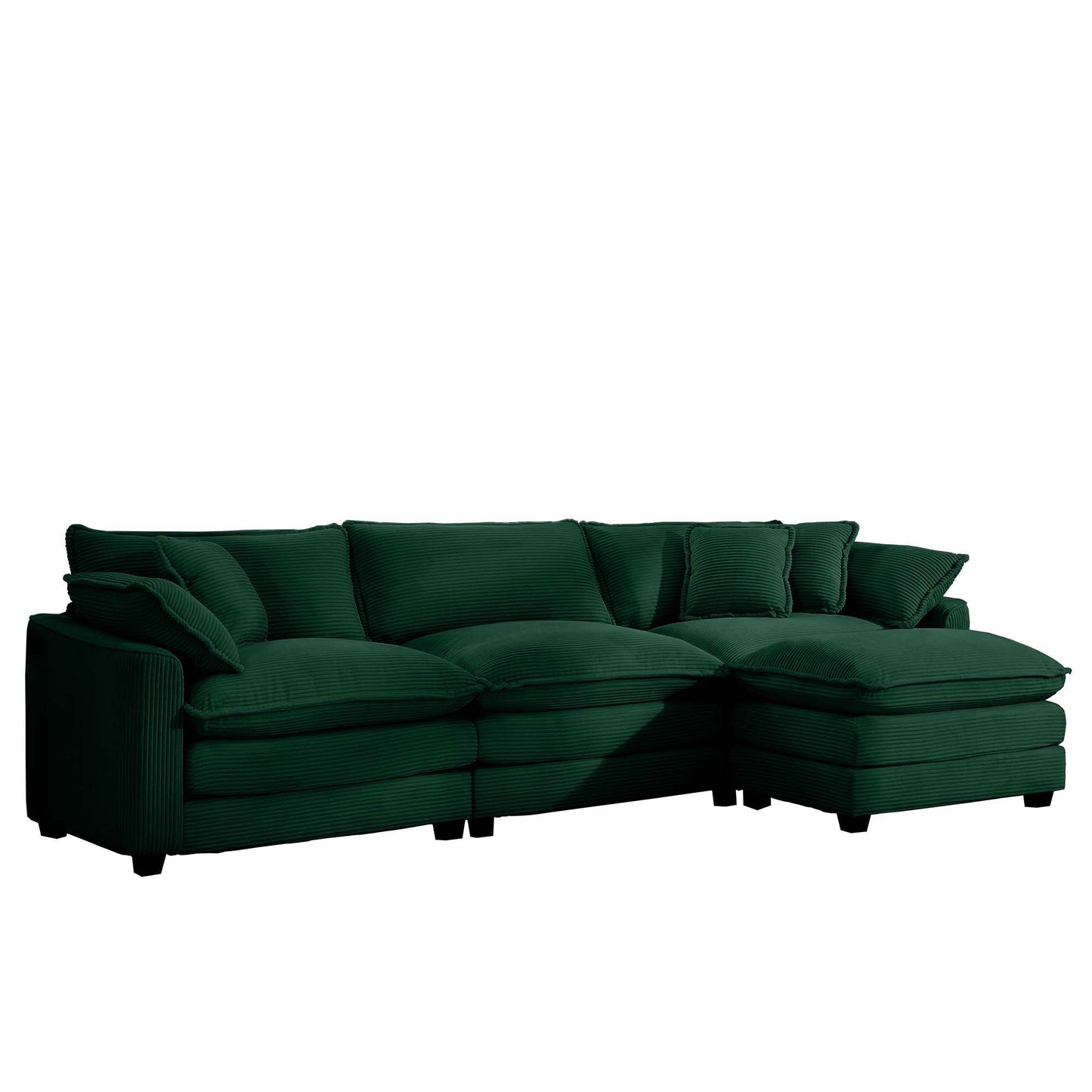 Modern Oversized Modular Cushion Sofa With Ottoman, Low Back, Deep Seating Sofa Set Home Essentials