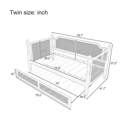 Traditional Style Rattan Daybed, No Box Spring Needed Hearth and Haven