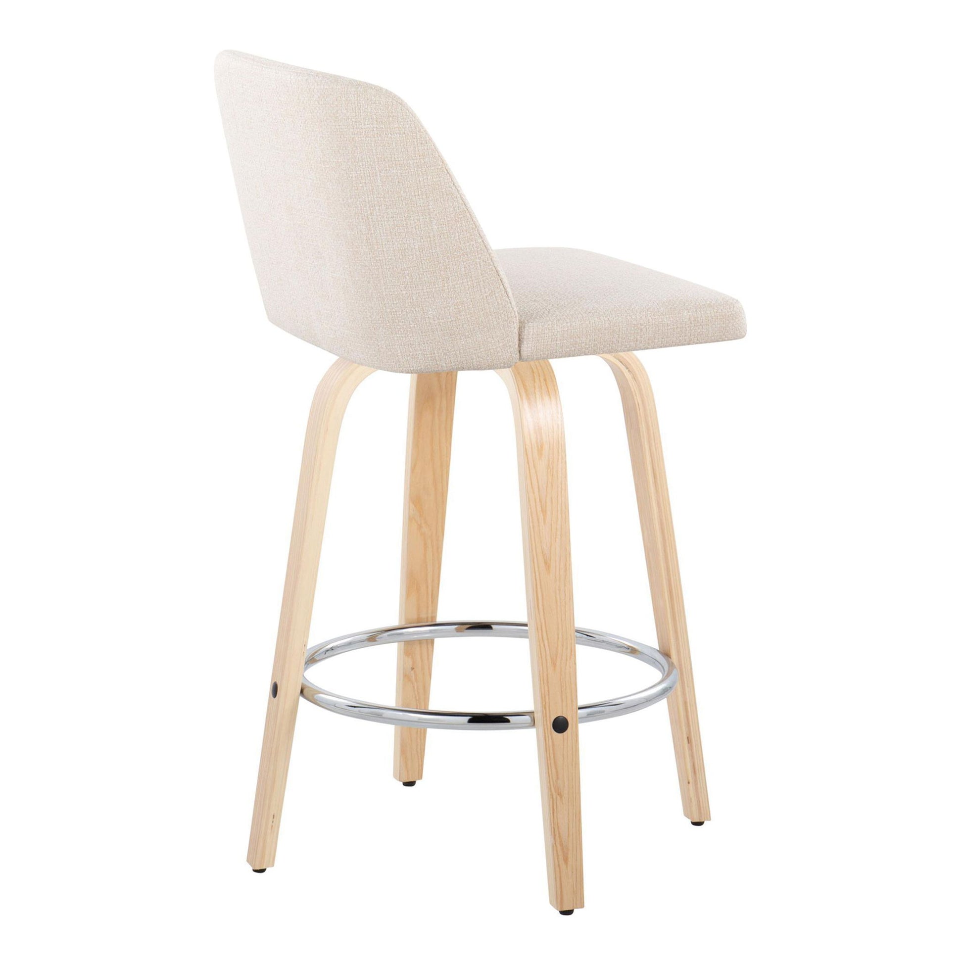 Toriano - Contemporary Fixed-Height Counter Stool With Swivel And Round Footrest (Set of 2) Lumi Source