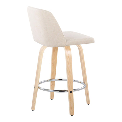 Toriano - Contemporary Fixed-Height Counter Stool With Swivel And Round Footrest (Set of 2) Lumi Source