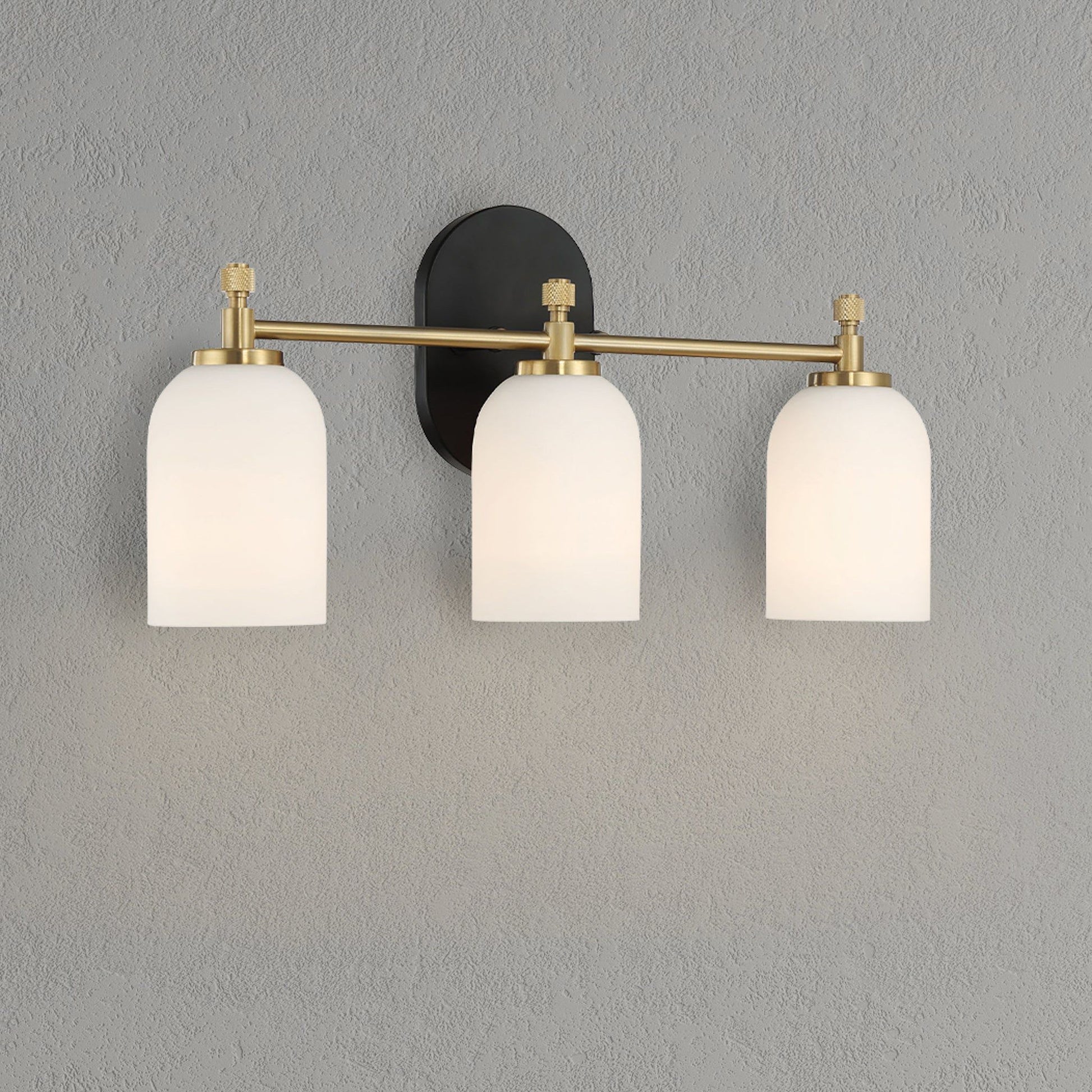 Meadows - 3 Lights Vanity Brush Bathroom Wall Light For Bathroom Over Mirror - Black / Gold / White Ashcroft Furniture