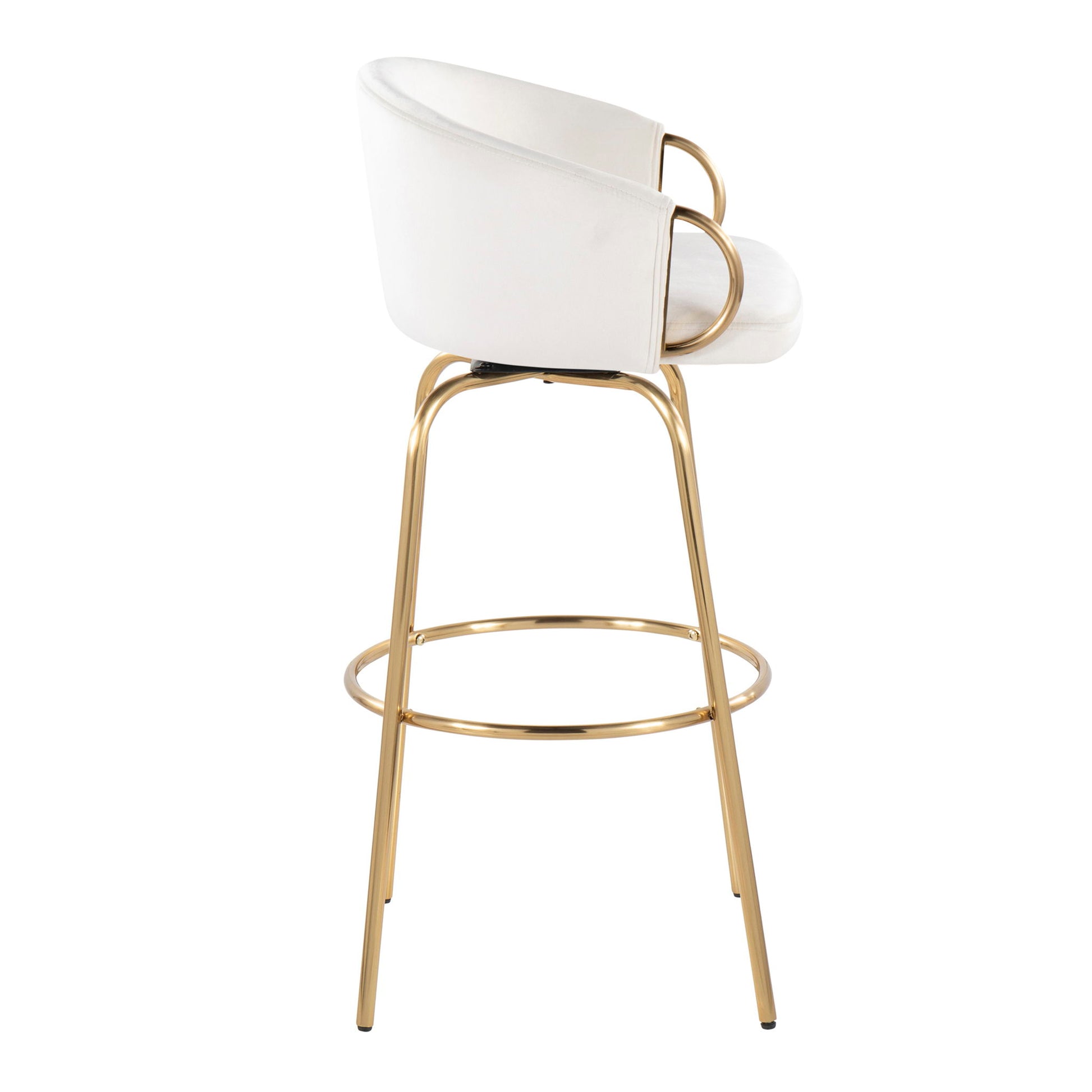 Claire - Contemporary / Glam Fixed Height Bar Stool (Set of 2) Round Footrest (Set of 2) Lumi Source