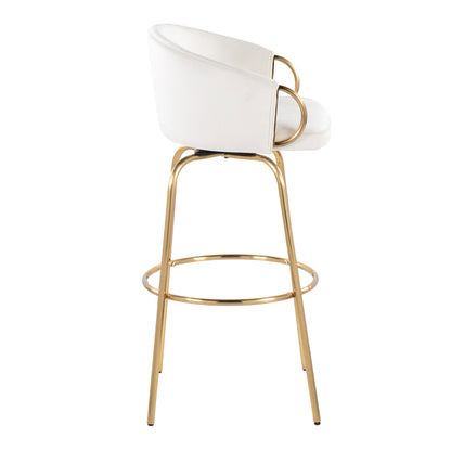 Claire - Contemporary / Glam Fixed Height Bar Stool (Set of 2) Round Footrest (Set of 2) Lumi Source