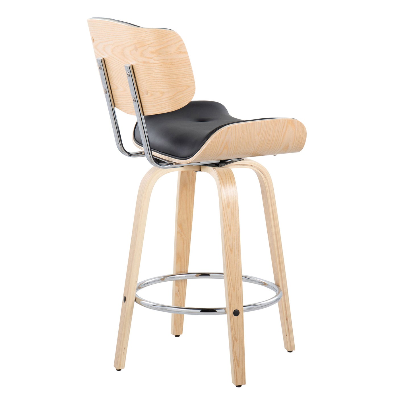 Lombardi - Mid Century Modern Fixed Height Counter Stool With Swivel With Round Footrest (Set of 2) Lumi Source