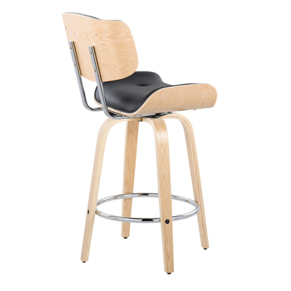 Lombardi - Mid Century Modern Fixed Height Counter Stool With Swivel With Round Footrest (Set of 2) Lumi Source