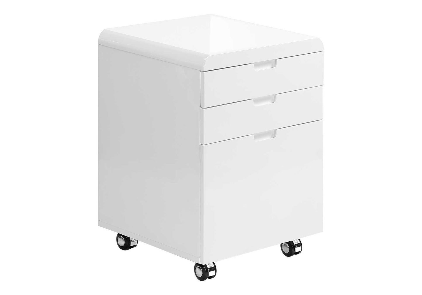 File Cabinet, Rolling Mobile, Storage Drawers, Printer Stand, Office, Work, Glossy Contemporary, Modern - White 8th Street