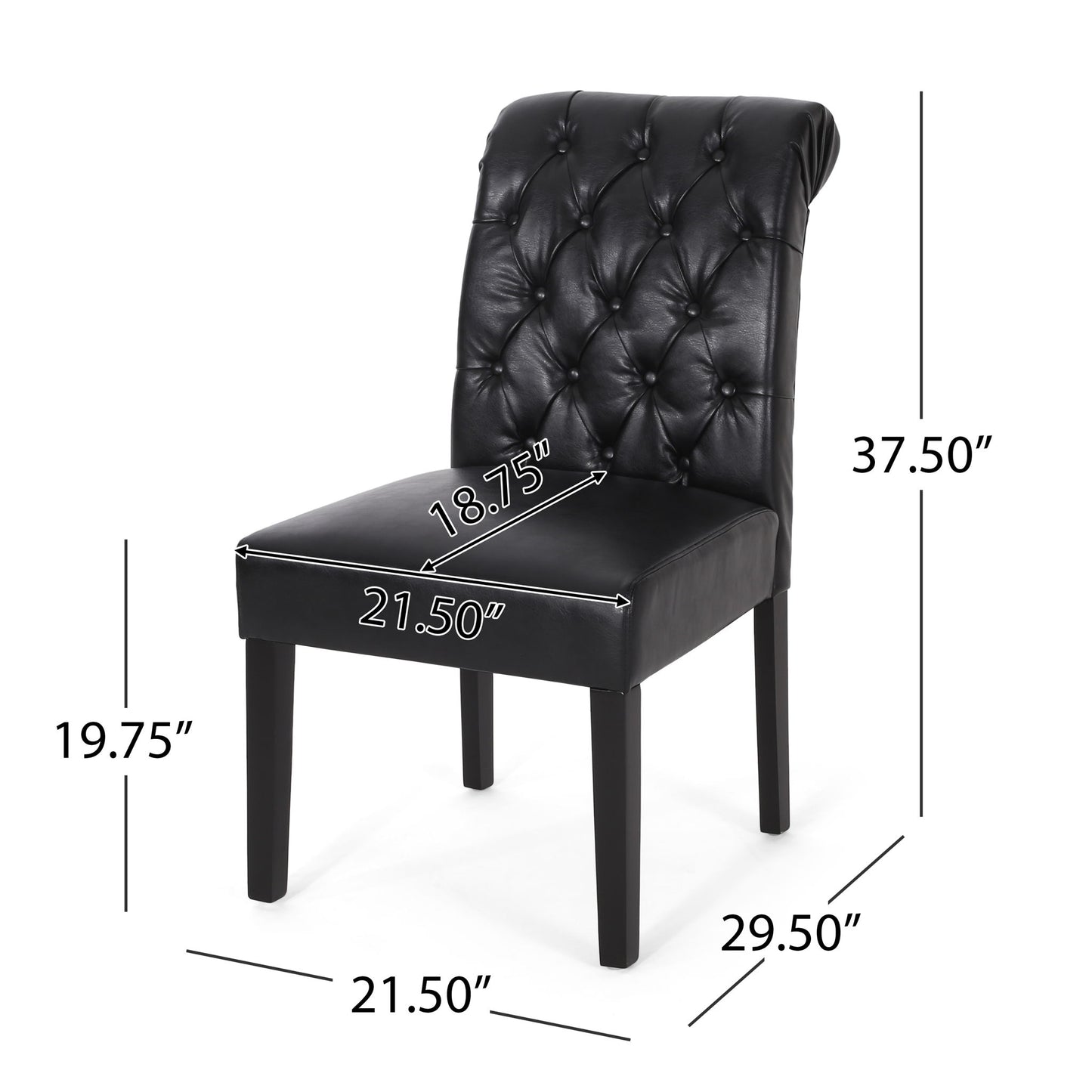 Broxton - Tuft Dining Rolltop Chairs With Button Tufted Backrest (Set of 2) Noble House