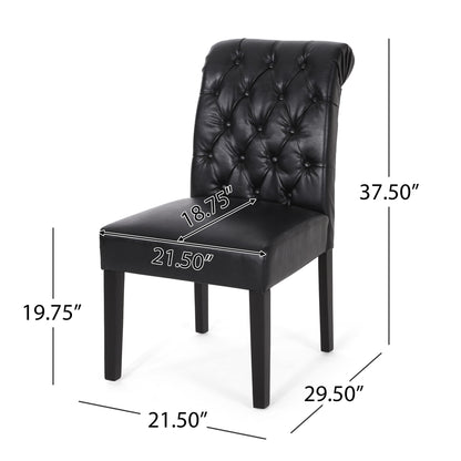 Broxton - Tuft Dining Rolltop Chairs With Button Tufted Backrest (Set of 2) Noble House