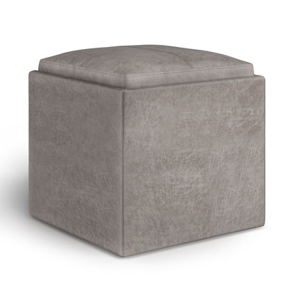 Rockwood - Upholstered Cube Storage Ottoman With Tray Simpli-Home