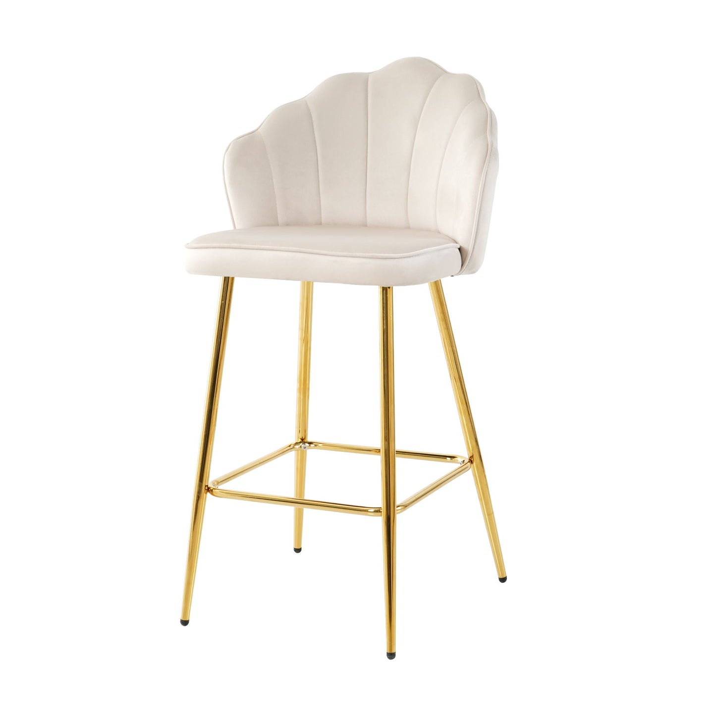 Elegant Shell Shape Velvet Bar Chair (Set of 2) Home Essentials